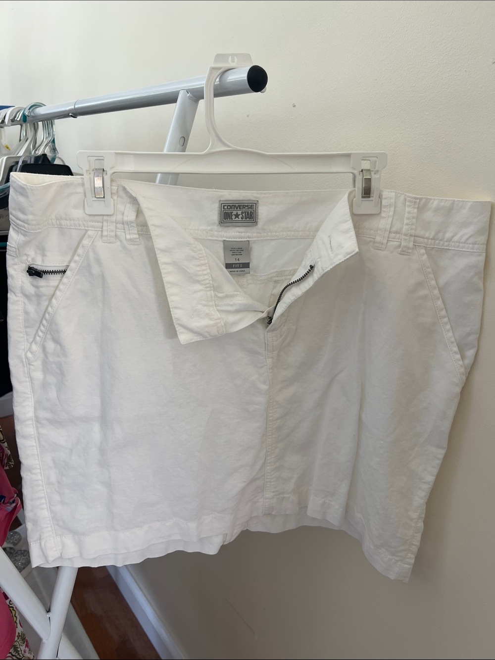 Converse One Star White Cotton Skirt with Zip Detail